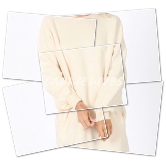 Oversized Sweatshirt In Cream Crew Neck - Picture 2 of 6